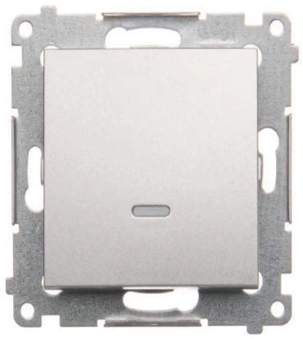 DW1L/43 Jediný vypínač s podsvietením strieborný mat