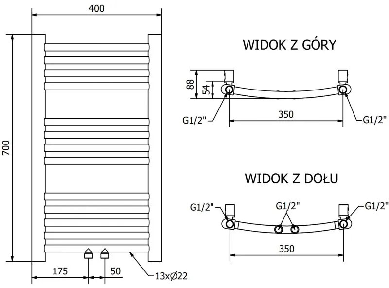 Mexen Ares, vykurovacie teleso 700x400 mm, 189 W, zlatá lesklá, W102-0700-400-00-50