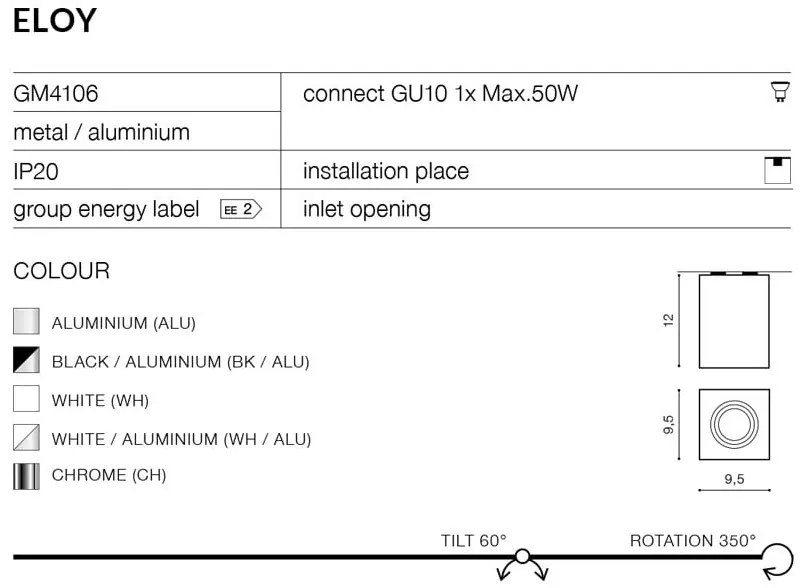 Moderné svietidlo AZZARDO ELOY aluminium  AZ0991