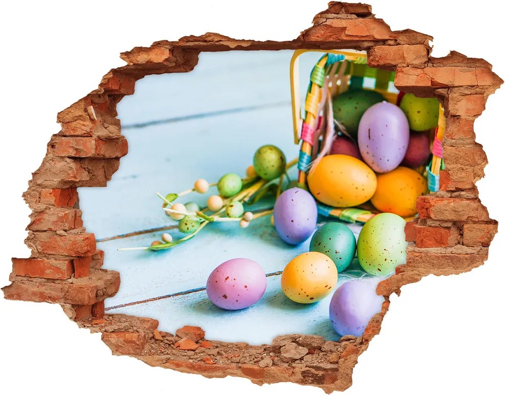 Samolepiaca nálepka na stenu Veľkonočné vajíčka WallHole-cegla-90x70-61590692
