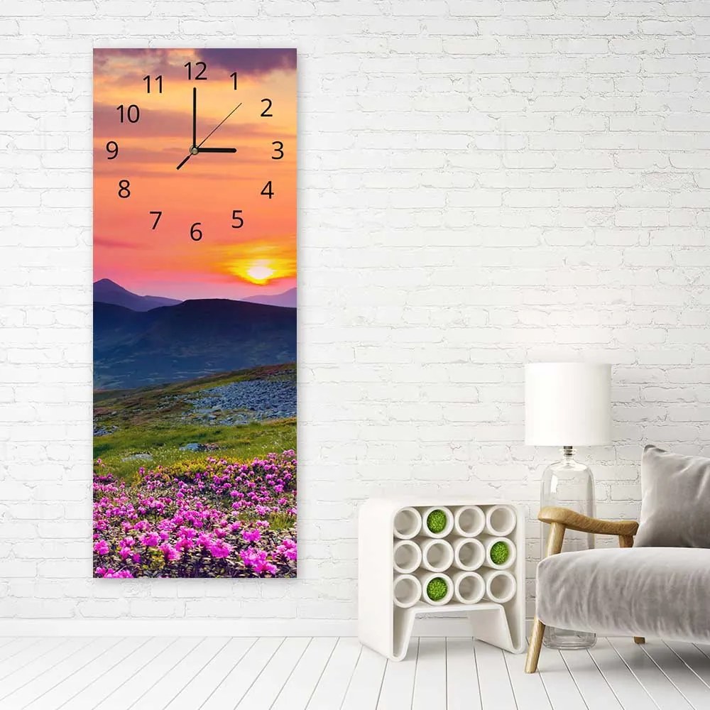 Gario Hodiny na stenu Horská lúka pri západe slnka Rozmery: 30 x 90 cm