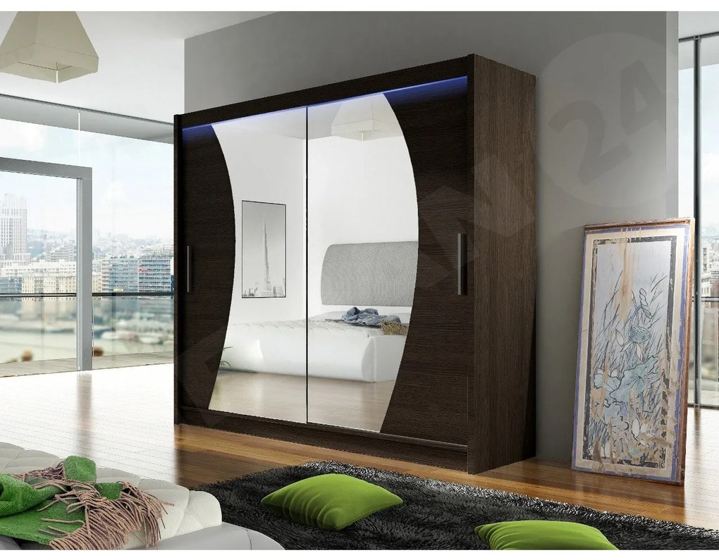 Skriňa London IX, Farby: kašmír, Osvetlenie: osvetlenie LED RGB - farebné