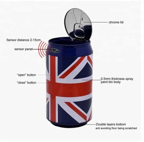 Bezdotykový odpadkový kôš 30l nápojová plechovka strieborná