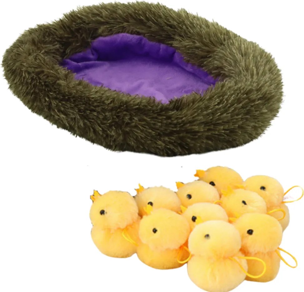 LEAN Toys Plyšová sliepka objíma hniezdo kurčiat 10ks