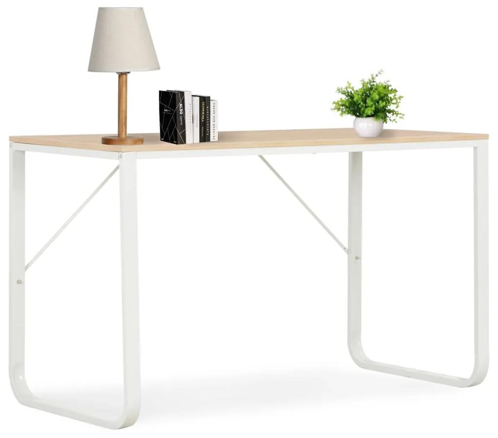 Počítačový stôl, biely a dubový 120x60x73 cm