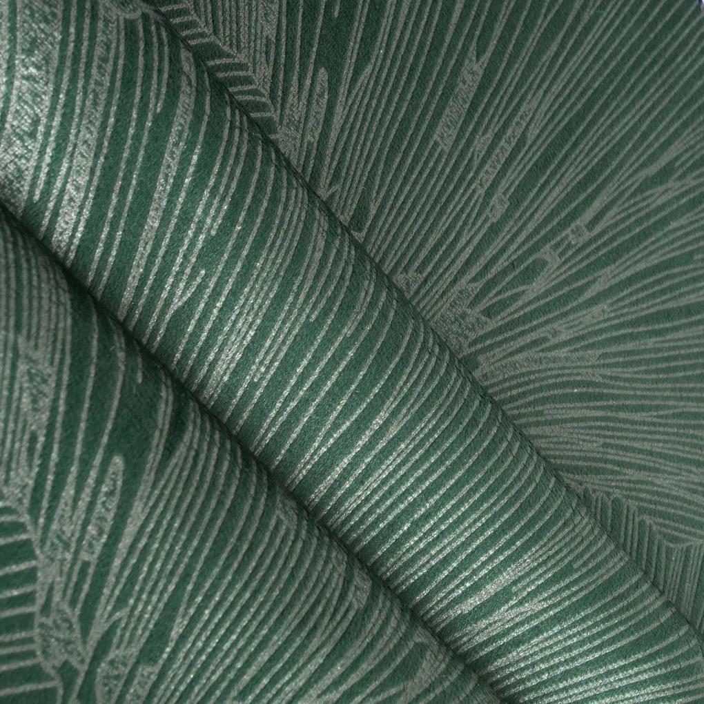 Elegantný zamatový stredový obrus v zelenej farbe s krásnym vzorom