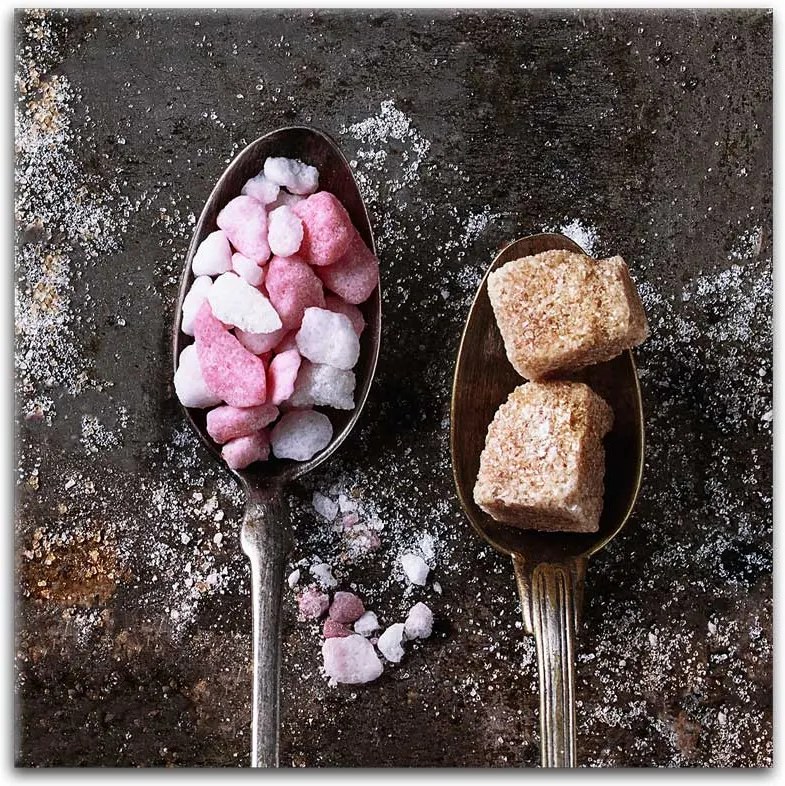 Obraz na skle Styler - Sugar And Pink Coffee Sugar - 30x30 cm