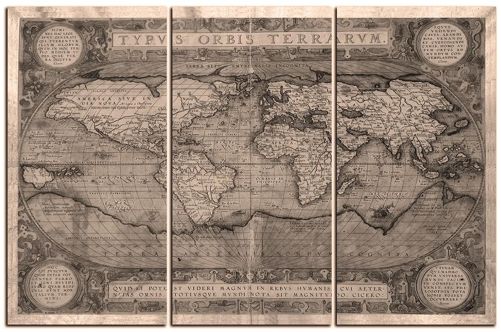 Obraz na plátne - Starožitná mapa sveta 1102FB (135x90 cm)