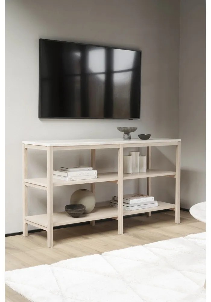 Hnedo-béžový konzolový stolík s doskou z kameňa 140x40 cm Orwel - Rowico