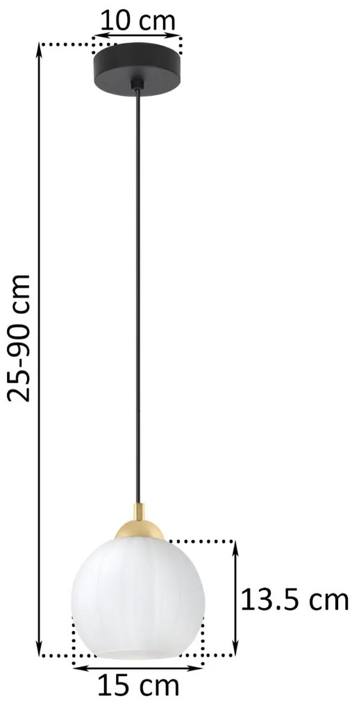 Závesné svietidlo Costa, 1x biele sklenené tienidlo, b/g