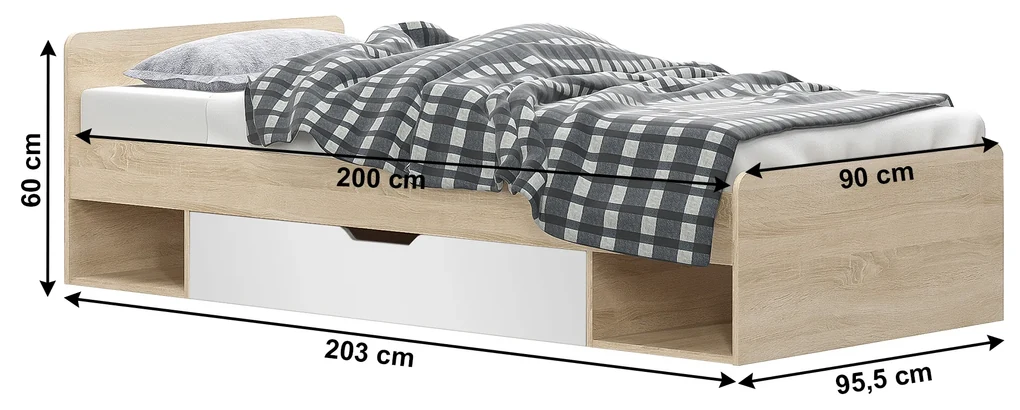 Jednolôžková posteľ 90 cm Thornham  1S/90 (s úl. priestorom) (biela). Vlastná spoľahlivá doprava až k Vám domov. 1006308