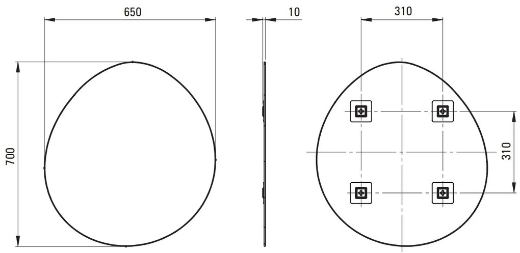 Deante Silia, asymetrické zrkadlo 700x650x10 mm, DEA-ADI_E841