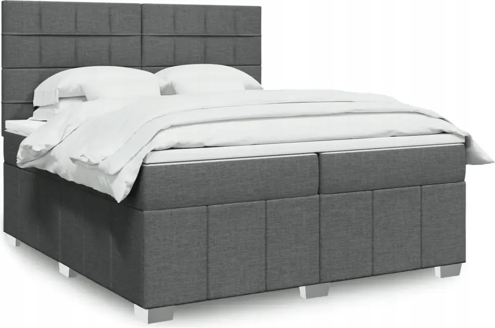 vidaXL Boxspring posteľ s matracom tmavosivá 200x200 cm látka