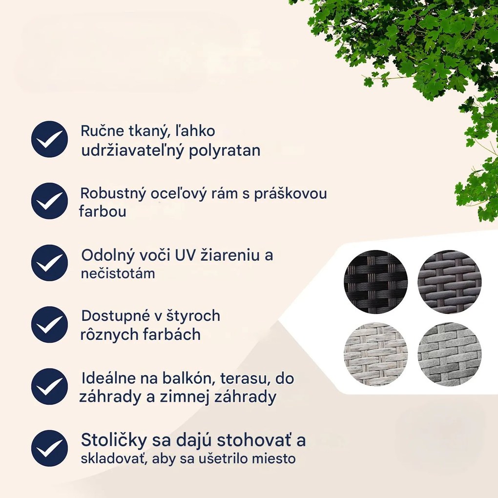InternetovaZahrada Ratanové stoličky Comfort 4 ks - čierna