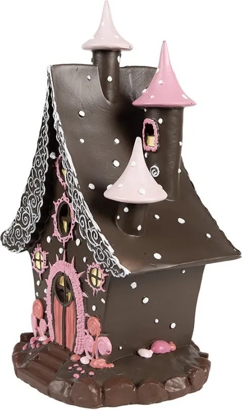 Hnedo-ružová svietiaca perníková chalúpka Gingerbread House - 16*13*26 cm / 3*AA