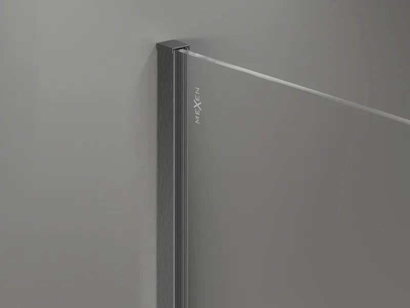 Mexen, Mexen Kioto-X sprchová stena 90 x 200 cm, matná 10 mm, pištoľovo sivá kartáčovaná - 800-090-101-66-30-X