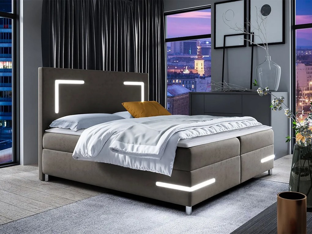 Kontinentálna posteľ Fronasa LED, Rozmer postele: 140x200, Dostupné poťahy: Fresh 14