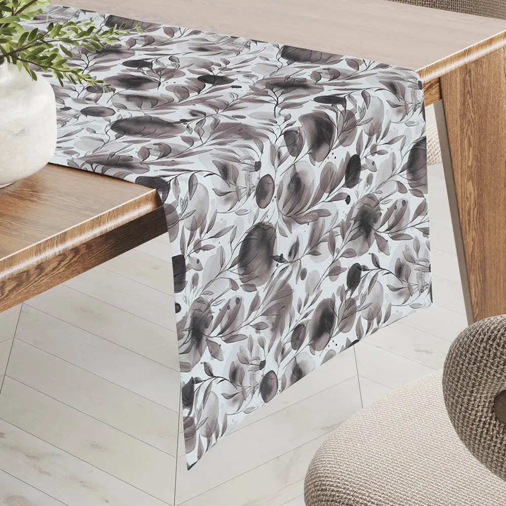 Biante Dekoračný behúň na stôl Rongo RGP-504 Hnedé popínavé lístky na bielom 35x120 cm