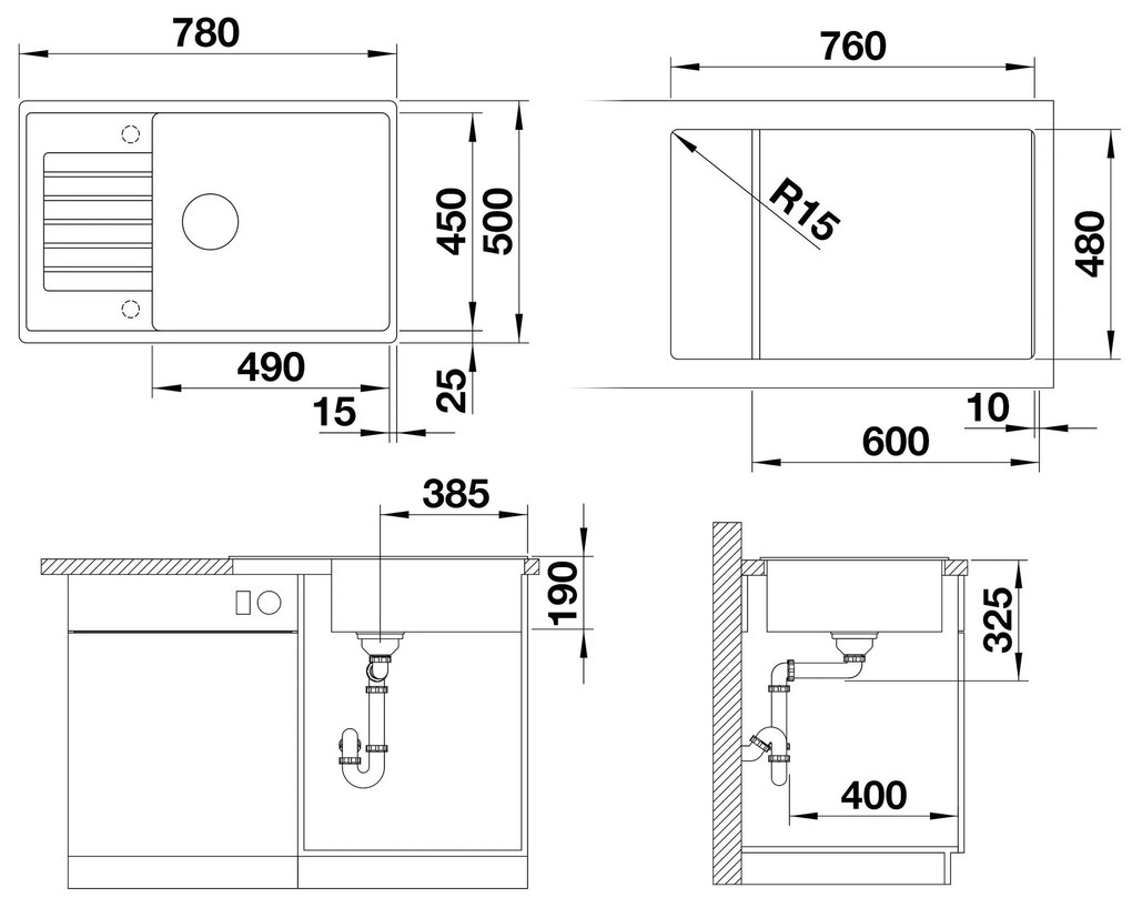 Blanco Zia XL 6 S Compact, silgranitový drez 780x500x190 mm, 1-komorový, biela soft, BLA-527214