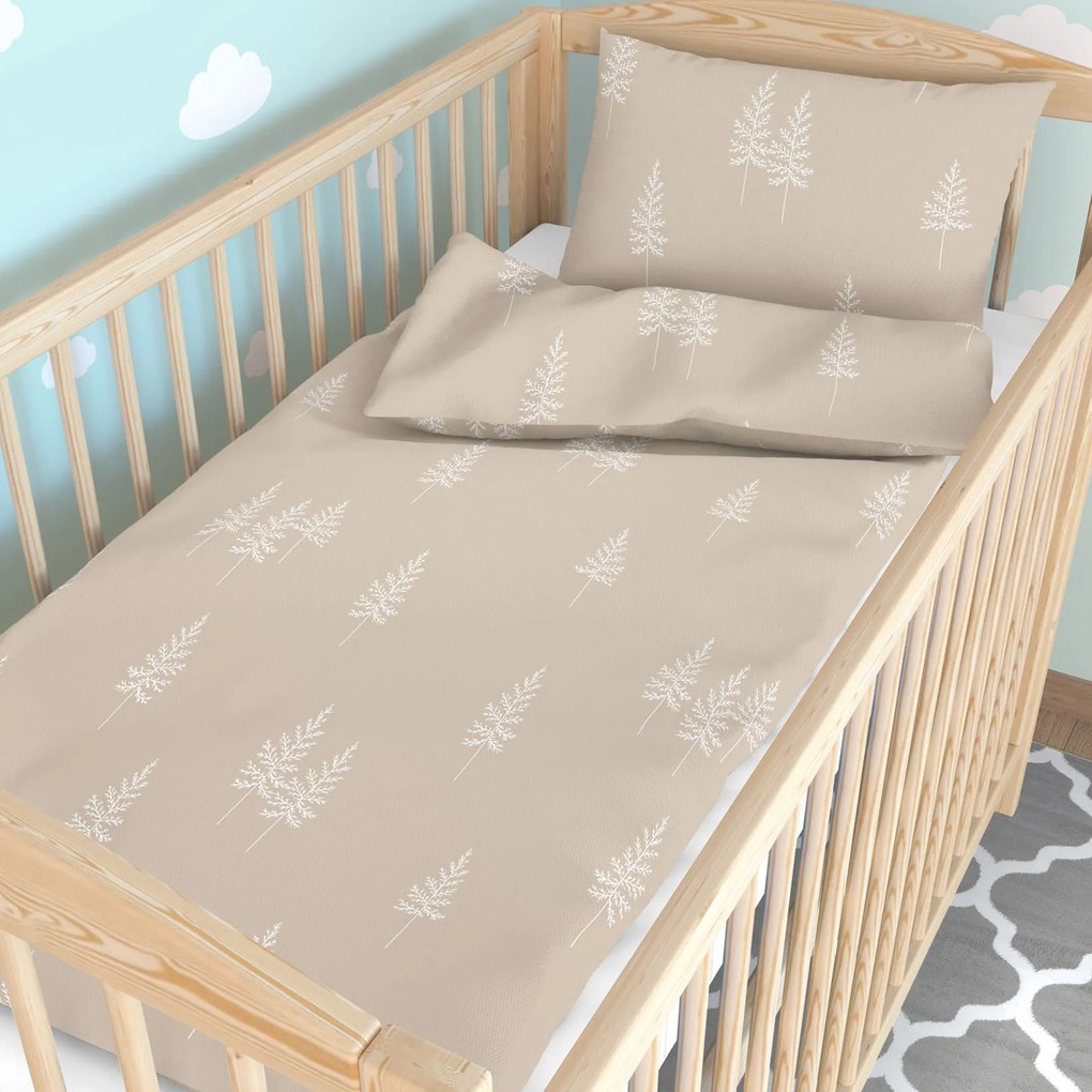 Goldea detské bavlnené obliečky do postieľky - severské stromčeky 110 x 125 a 35 x 55 cm