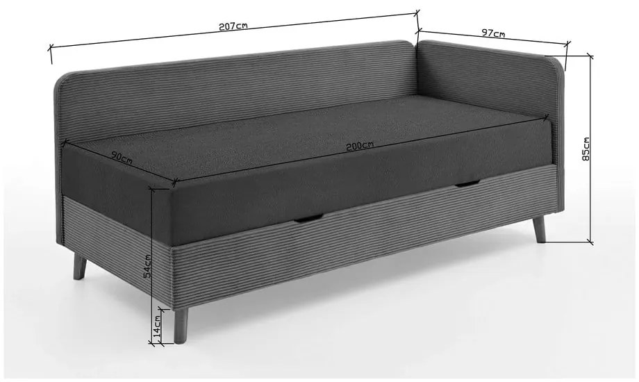 Béžová čalúnená jednolôžková posteľ s úložným priestorom 90x200 cm Cabana – Meise Möbel