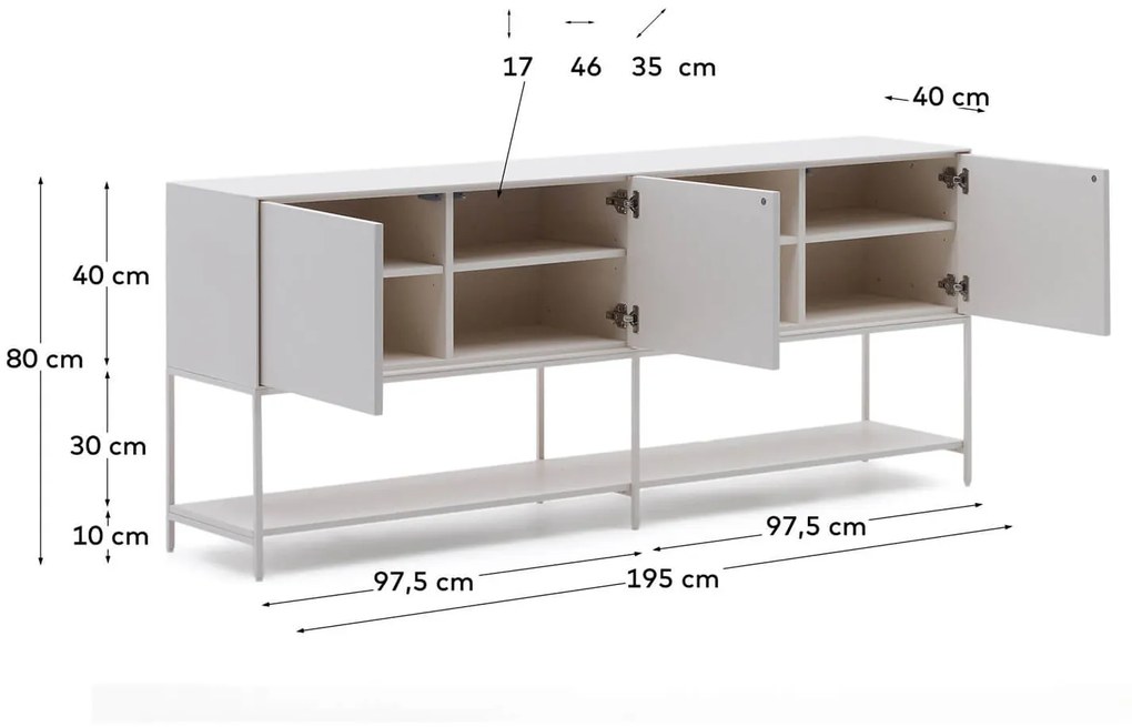 Komoda ranad 195 x 80 cm biela MUZZA