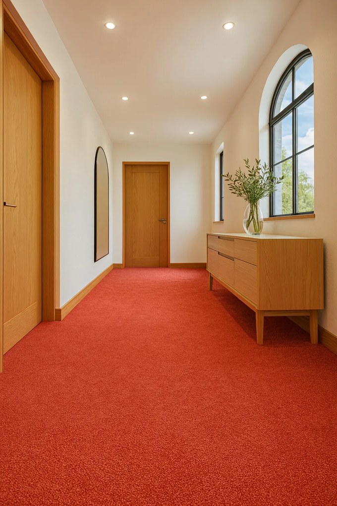 Tapibel, Metrážny koberec Cobalt SDN 64080 - AB červený, záťažový, na mieru, šíře 4m, červená, ab (mriežka), chodba / predsieň