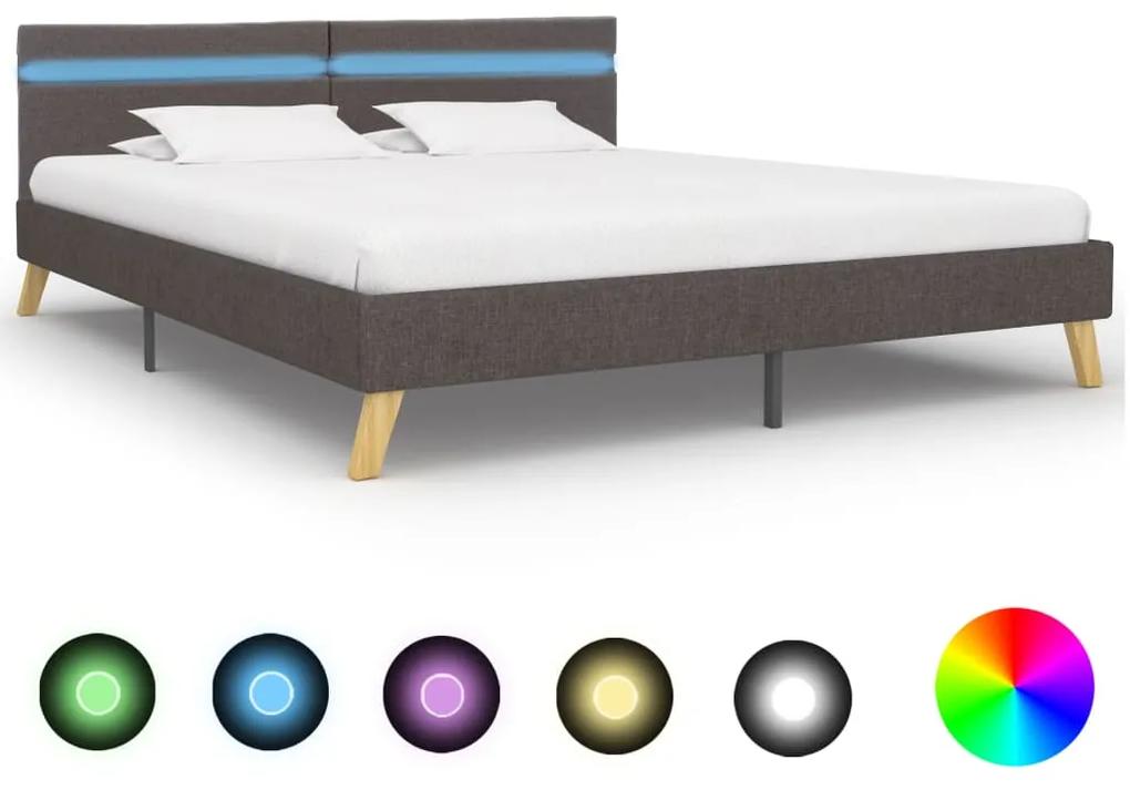 vidaXL Rám postele s LED svetlom svetlosivý 180x200 cm látkový