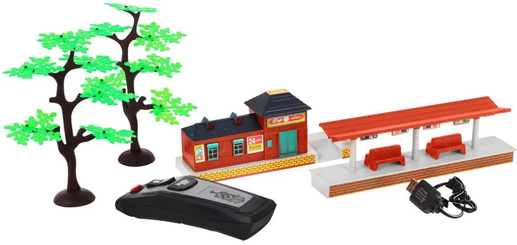 Diaľkovo ovládaný vláčik s dráhami pre deti 3+ funkcia dymu ZKT.19039-8