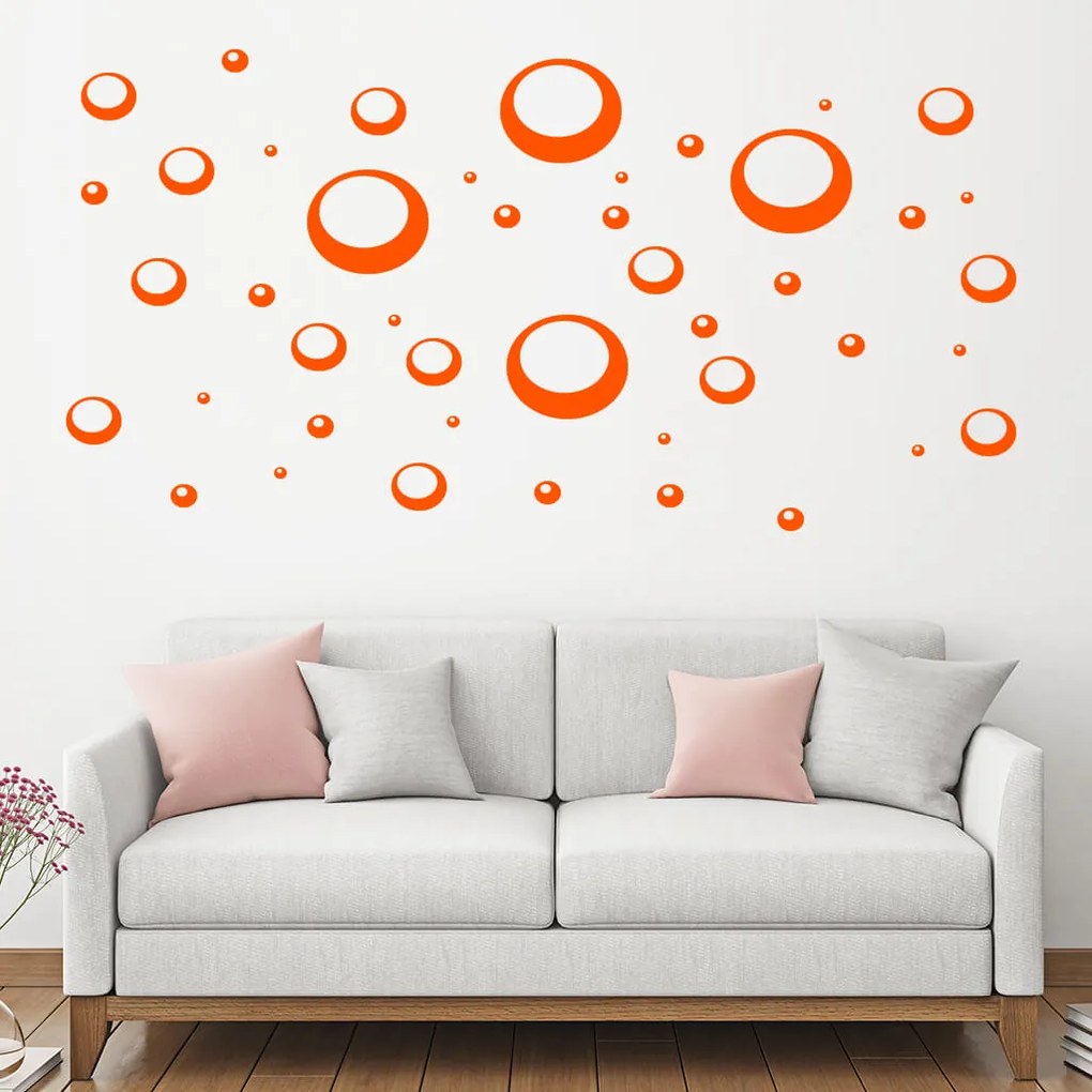 Veselá Stena Samolepka Bubliny Farba: oranžová, Veľkosť: 60 x 70 cm