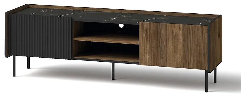 TV skrinka Prestigo P7 2d Vojnový orech/San Seb/Čierny mat