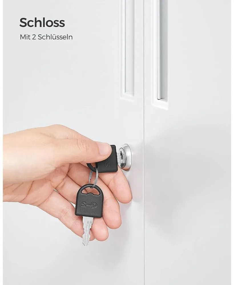 SONGMICS Oceľová kartotéka s 2 uzamykateľnými dvierkami – OMC013 Farba: čierna