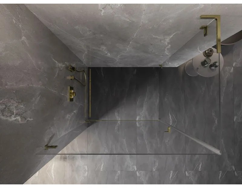 Mexen Lunar-B L, sklápací sprchový kút ľavý 100 x 80 cm, 8mm číre sklo, zlatý profil, 832L-100-080-50-00-L