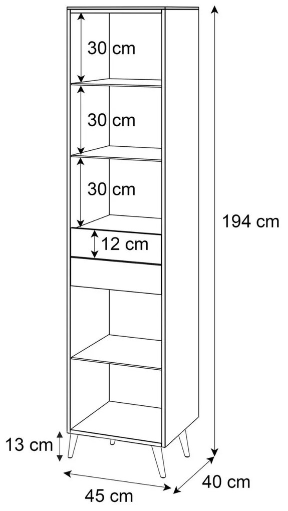 VITRÍNA NESSIE KAŠMÍR + ZLATÁ NA NOŽIČKÁCH 45 x 194 cm