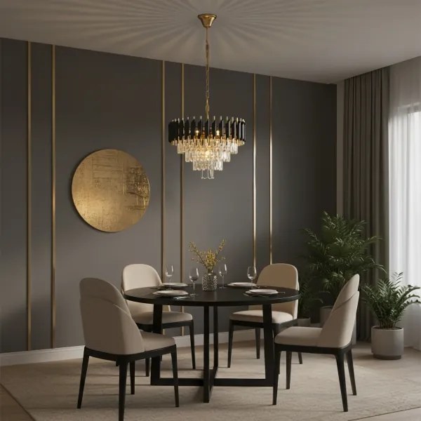 Brilagi - Luster na reťazi ECLIPSE 7xE14/10W/230V priemer 48 cm čierna/zlatá