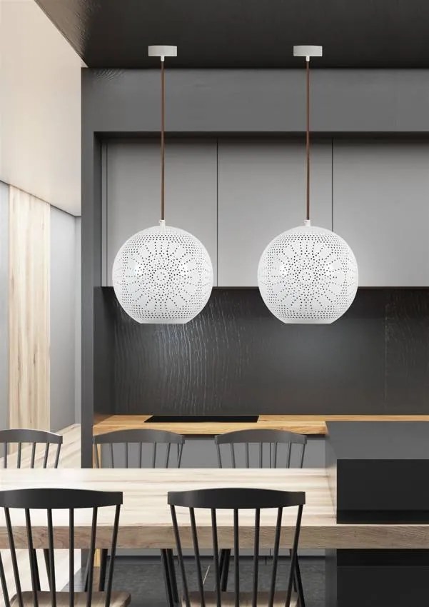 Candellux Biely závesný luster okrúhly Bene pre žiarovku E27 31-70586