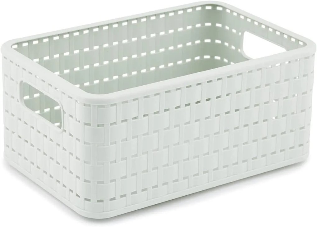 Rotho Plastový košík COUNTRY, rovný, biely (18 l – 37 x 28 x 19)