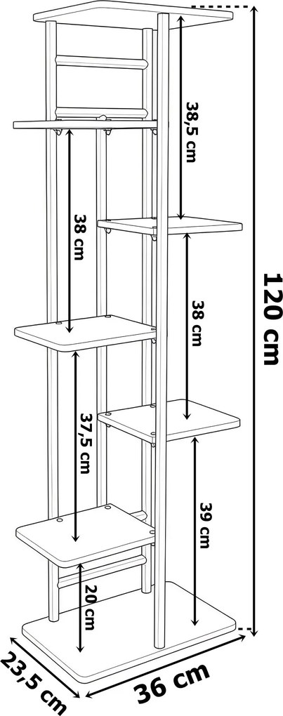 Stojan na květiny Bastian 120 cm černý/hnědý