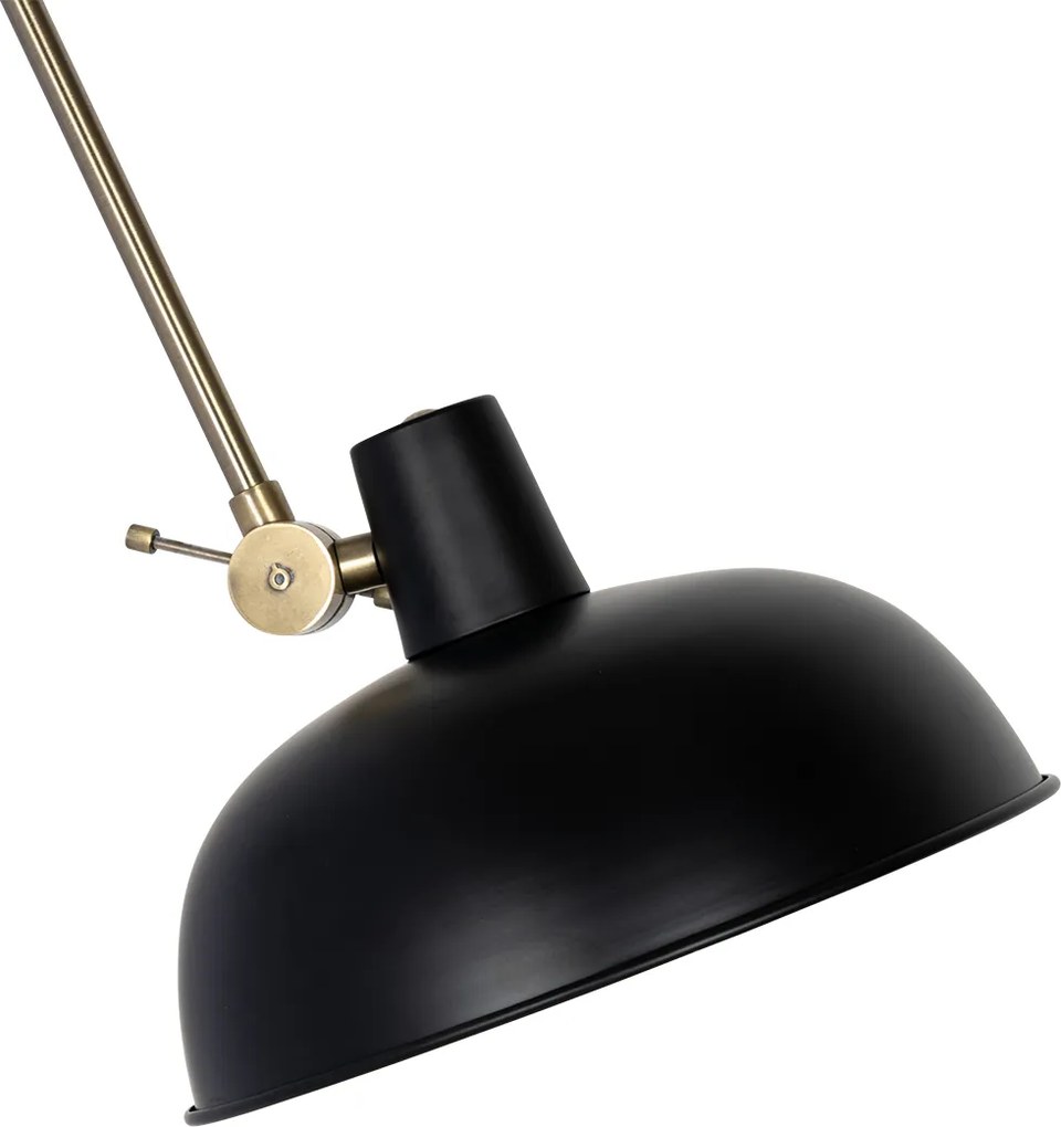 Retro nástenná lampa čierna s bronzovou - Milou