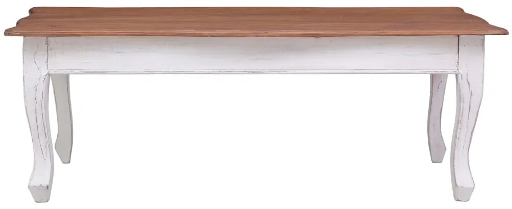 vidaXL Konferenčný stolík biely 120x60x45 cm mahagónový masív