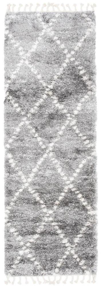 Kusový koberec shaggy Karo sivý atyp 80x250cm