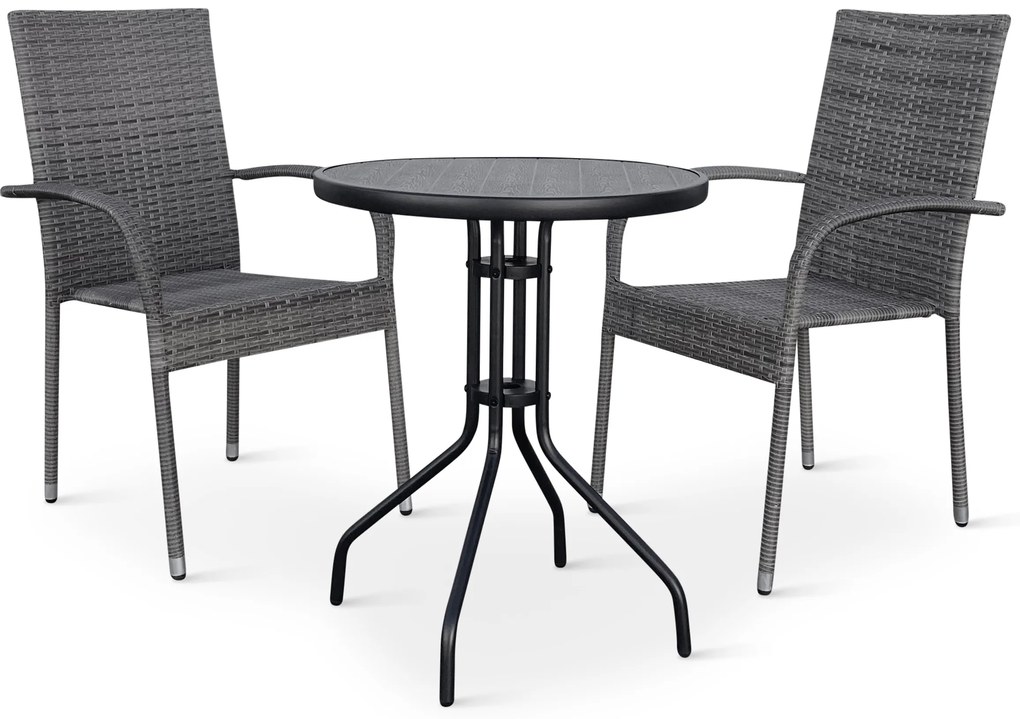 Noela Balkónový set Nina + 2x ratanová stolička Paris PREMIUM