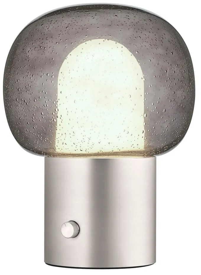 Hliníková LED stolová lampa v striebornej farbe so skleneným tienidlom (výška 32 cm) Iris – Blomus