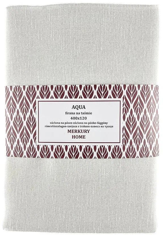 Záclona na páske  AQUA polyester ecru 400x120 Merkury Home