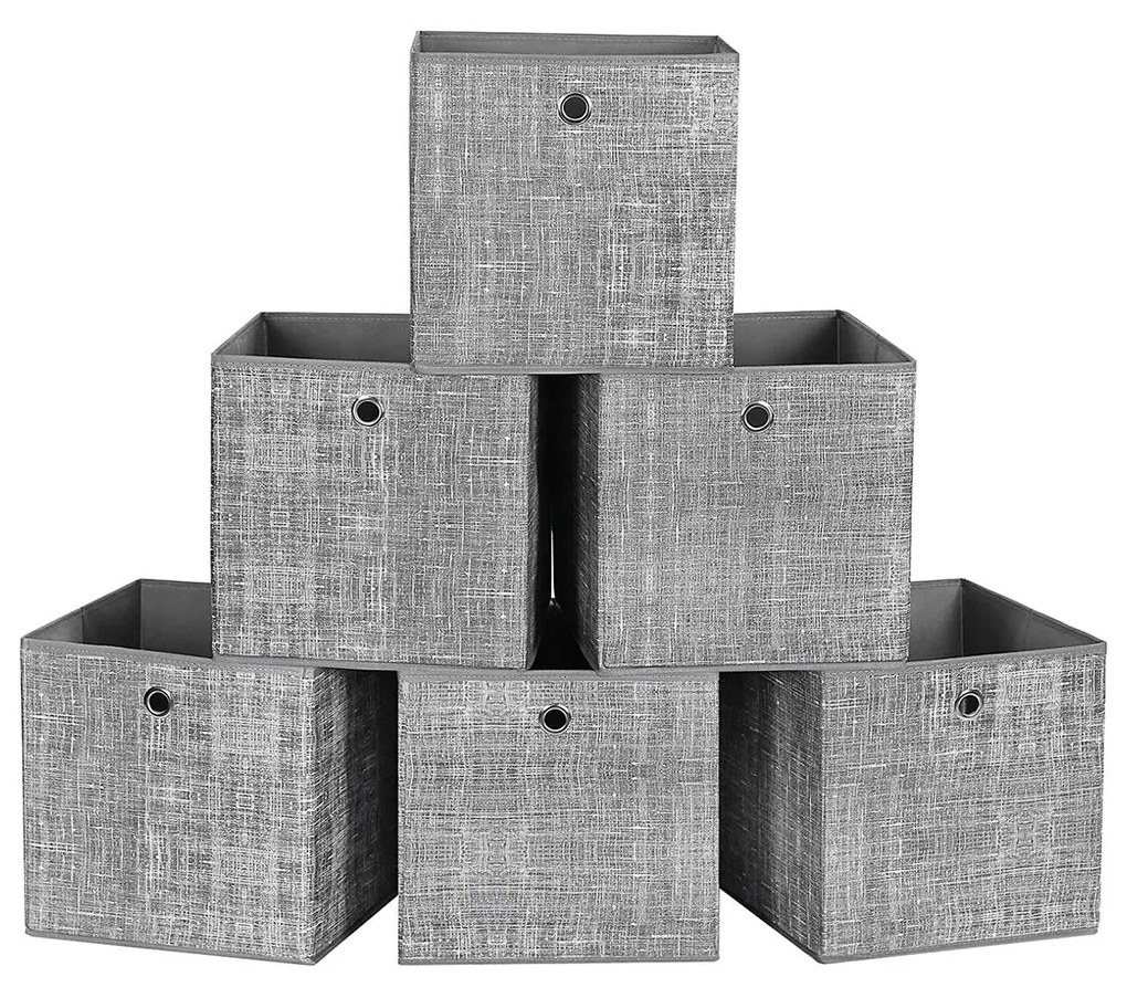 Skladacie úložné boxy, sada 6 ks, sivá farba