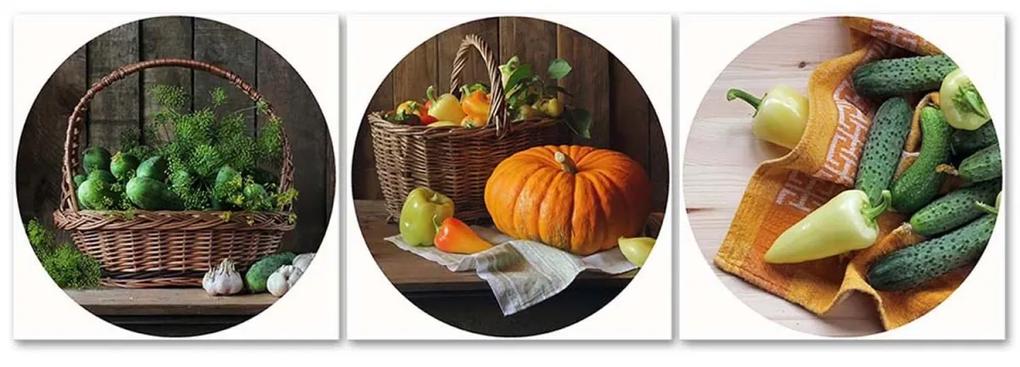 Obraz na plátně třídílný Ovoce Zelenina - 150x50 cm