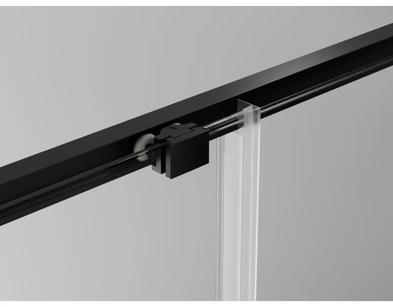 Mexen Exo, posuvné dvere do otvoru 100x200 cm, 6mm číre sklo, čierny profil, 8151-100-000-70-00