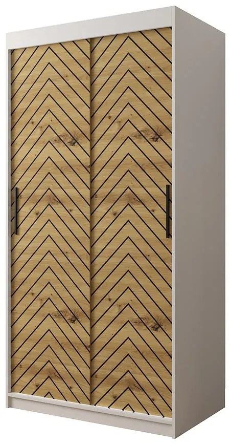 Skriňa Jodełka 1 100 biely/dub Artisan/čierna