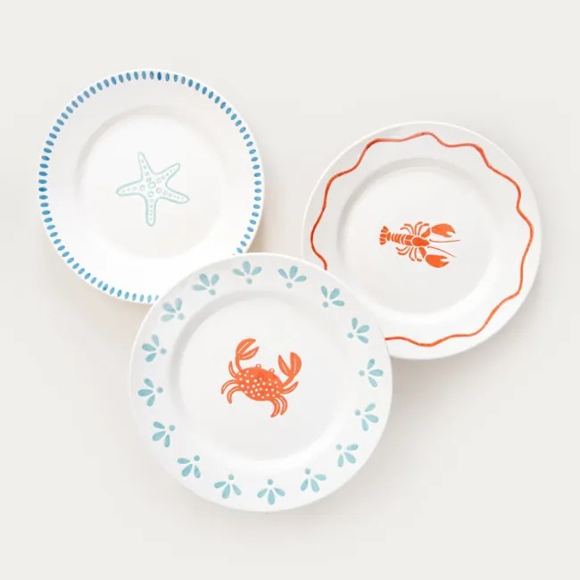 Dezertný tanier KAOMA biely / modrý 774553