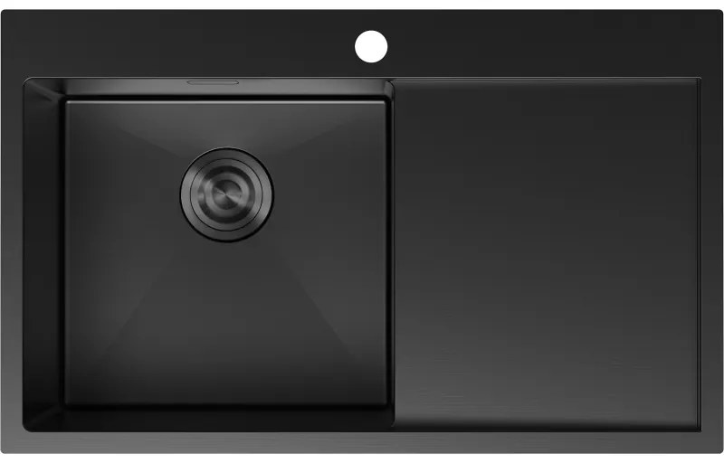 Mexen Exar, 1-komorový nerezový drez s odkvapkávačom, ľavý, 780 x 480 mm, čierna, 6433781010L-70